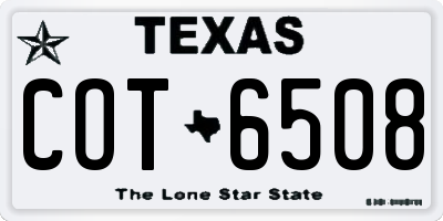 TX license plate COT6508