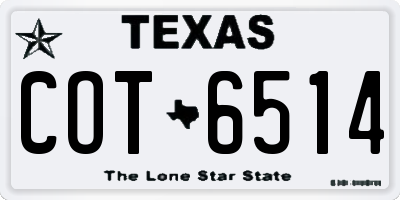 TX license plate COT6514