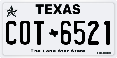 TX license plate COT6521