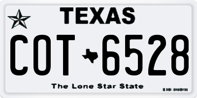 TX license plate COT6528