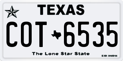 TX license plate COT6535
