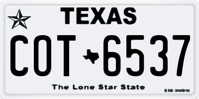 TX license plate COT6537