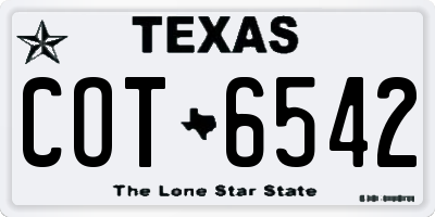 TX license plate COT6542