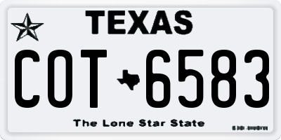 TX license plate COT6583