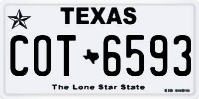 TX license plate COT6593
