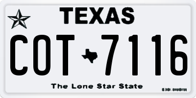 TX license plate COT7116
