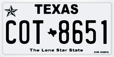 TX license plate COT8651