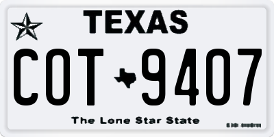 TX license plate COT9407