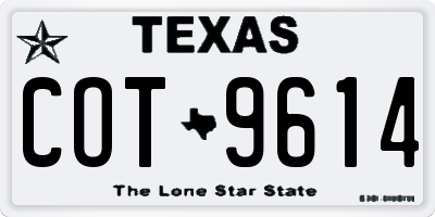 TX license plate COT9614