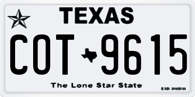 TX license plate COT9615