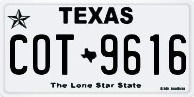 TX license plate COT9616
