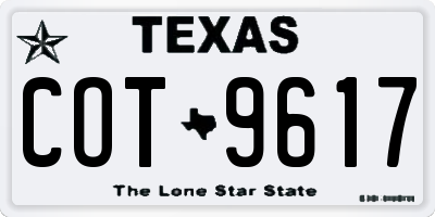 TX license plate COT9617