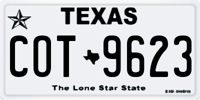 TX license plate COT9623