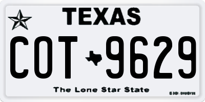 TX license plate COT9629