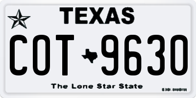 TX license plate COT9630