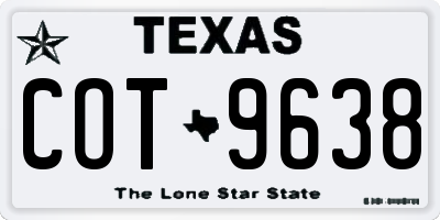 TX license plate COT9638