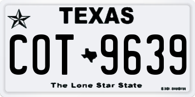 TX license plate COT9639
