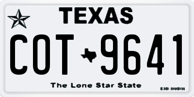 TX license plate COT9641