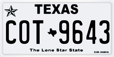 TX license plate COT9643
