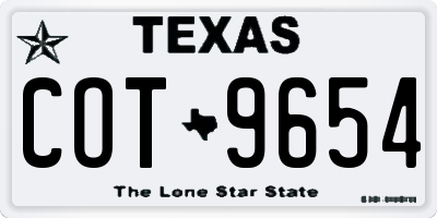 TX license plate COT9654