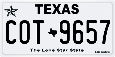 TX license plate COT9657