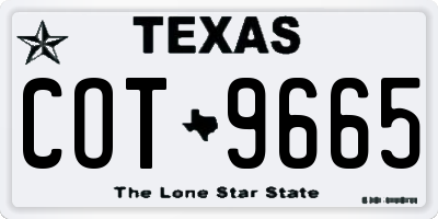 TX license plate COT9665
