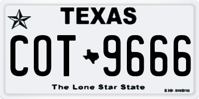 TX license plate COT9666