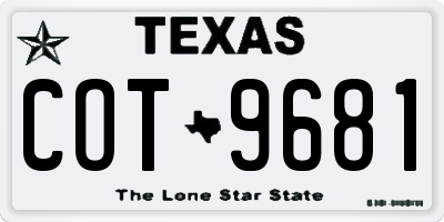 TX license plate COT9681