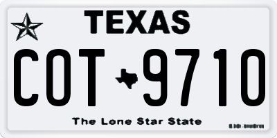 TX license plate COT9710