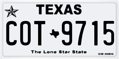 TX license plate COT9715