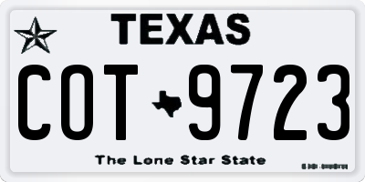 TX license plate COT9723