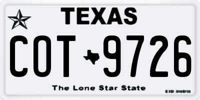TX license plate COT9726