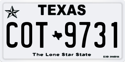 TX license plate COT9731