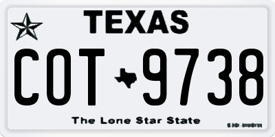 TX license plate COT9738