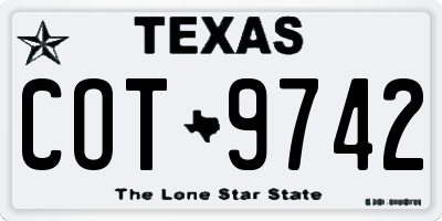 TX license plate COT9742