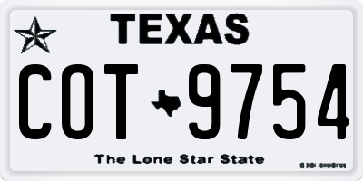 TX license plate COT9754