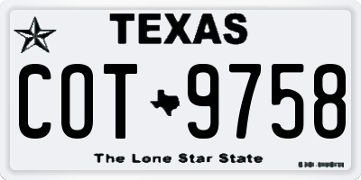 TX license plate COT9758