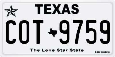 TX license plate COT9759
