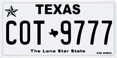 TX license plate COT9777