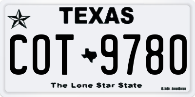 TX license plate COT9780