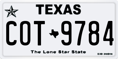 TX license plate COT9784