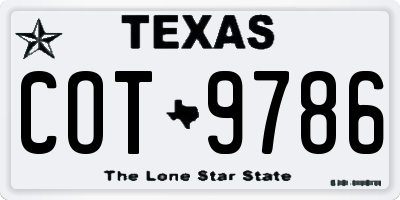 TX license plate COT9786