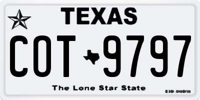 TX license plate COT9797