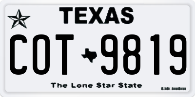 TX license plate COT9819