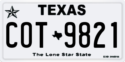 TX license plate COT9821