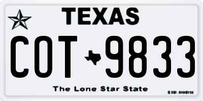 TX license plate COT9833