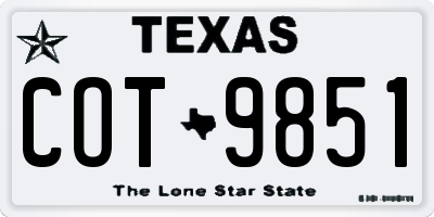 TX license plate COT9851