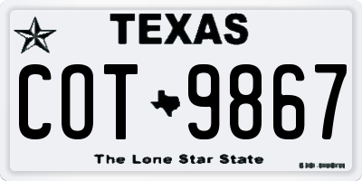 TX license plate COT9867