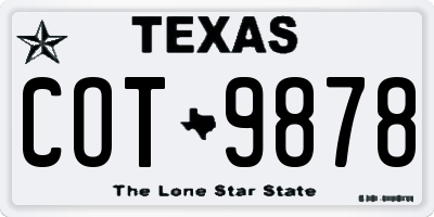 TX license plate COT9878