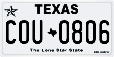 TX license plate COU0806